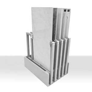 Push-pull sliding rotating ceramic tile display rack floor metal display stand