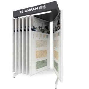 180 degree rotating swing panels ceramic tile display stand for tiles showroom