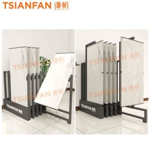Adjustable Tile Display Stand For Showroom Vertical Ceramic Tile Rack Modern Luxurious Wall Shelf Store Metal Marble Display Rack
