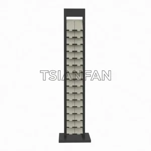 Large tile quartz stone flip display stand for exhibition hall-CF024