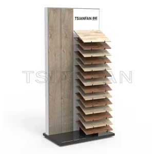 Hardwood floor waterfall display stand custom showroom