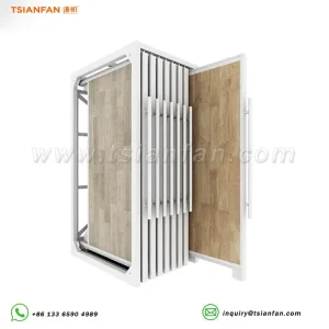 White metal solid wood grain board display frame-sliding display stand