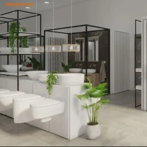 Exhibition hall display stand stone floor display stand showroom design