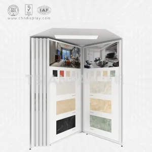 fashionable tile floor type large 7 page simple flip display rack cf2039