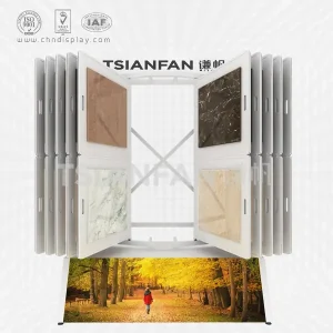 hot manufacture tile type landing can be printed poster logo double-row paging rack cf2048