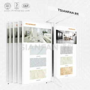 high quality tile type large wall printable logo double row 10 page simple flip type display rack cf2059