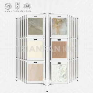 white turning page ceramic tile display stand-cf2075