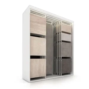 double-row multi-format sliding ceramic tile display rack