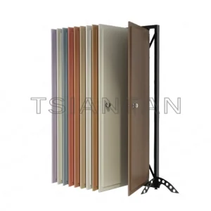 floor standing black metal material sample wooden cabinet door display rack-d2013