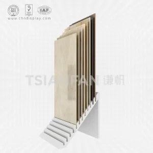 hot selling floor mdf material tilt 30° 12 row simple tile display rack e2039