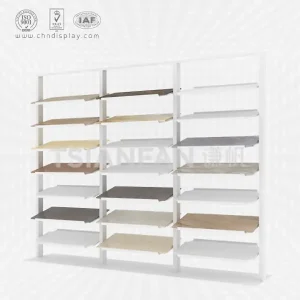 Three rows of wooden tile display rack-e2131