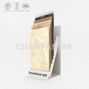 hot sale small ceramic tile landing pearl printable logo simple display rack e2136