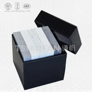 black quartz stone sample display box,cardboard cap-pb2021