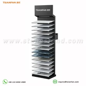 vertical natural stone display stand metal display rack