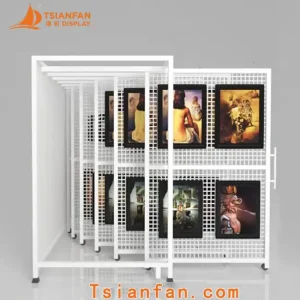 wall mounted art rack wire mesh display rack-sw054