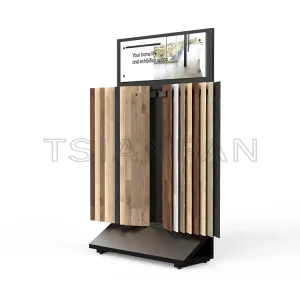 Wooden Wing Tile Hardwood Floor stand page turning Display Steel rack-WF3009