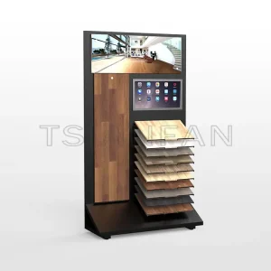 Exhibition hall hardwood floor porcelain tile display shelf combination customize-WZ7013